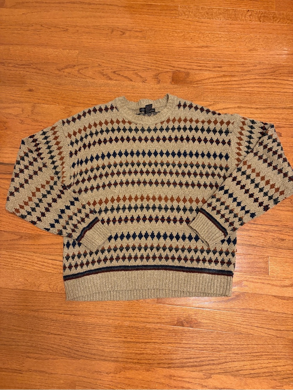 Men’s Vintage Eclectic Grandpa Geometric Sweater Size L